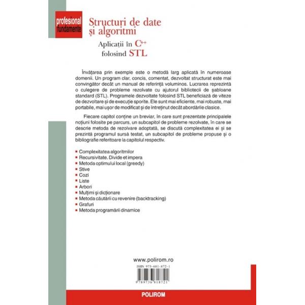 Structuri de date si algoritmi. Aplicatii in C++ folosind STL