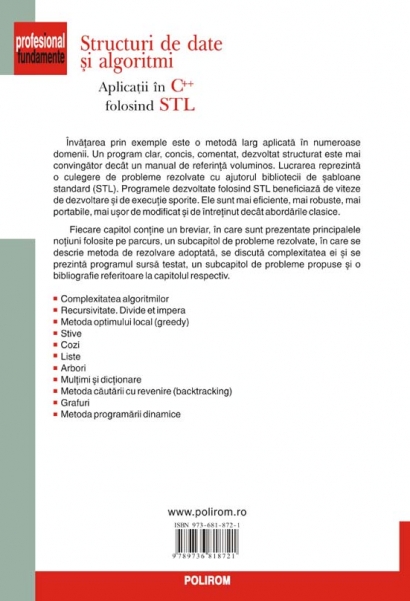 Structuri de date si algoritmi. Aplicatii in C++ folosind STL