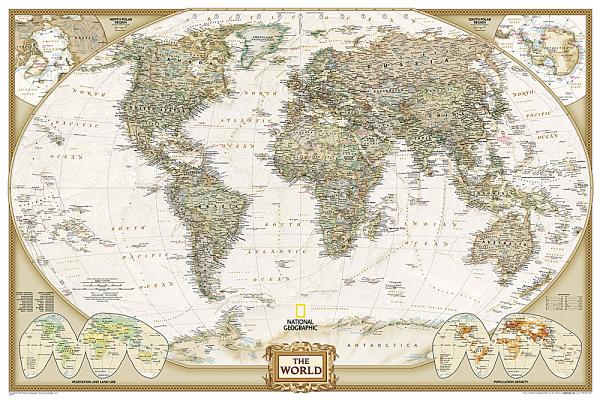 Coperta cărții 'National Geographic World Wall Map - Executive - Laminated (Poster Size: 36 X 24 In) - National Geographic Maps'