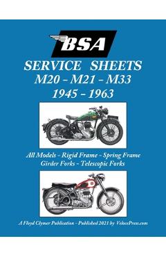 Coperta cărții 'BSA M20, M21 and M33 'Service Sheets' 1945-1963 for All Rigid, Spring Frame, Girder and Telescopic Fork Models - Floyd'