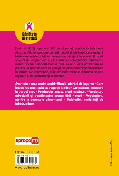 Coperta cărții 'Retete si sfaturi practice pentru slabit - Jacques Fricker'