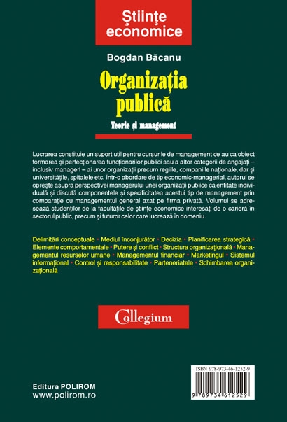Organizatia publica. Teorie si management - Bogdan Bacanu