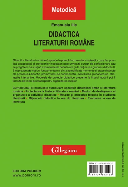 Coperta cărții 'Didactica literaturii romane - Emanuela Ilie'