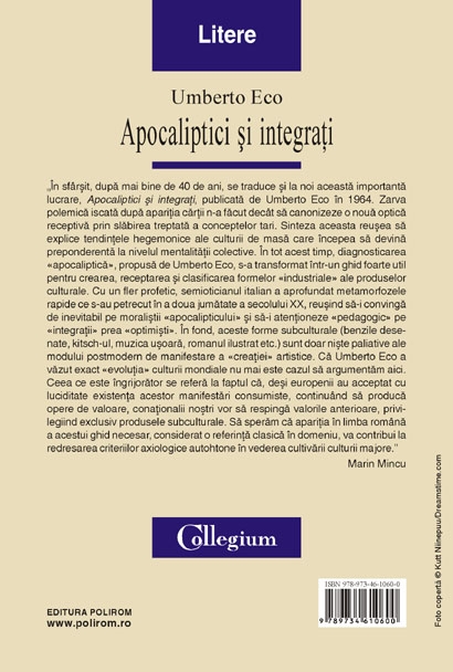 Coperta cărții 'Apocaliptici si integrati - Umberto Eco'