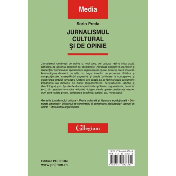 Jurnalismul cultural si de opinie - Sorin Preda