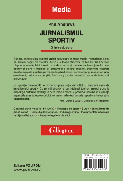 Coperta cărții 'Jurnalismul Sportiv. O Introducere - Phil Andrews'
