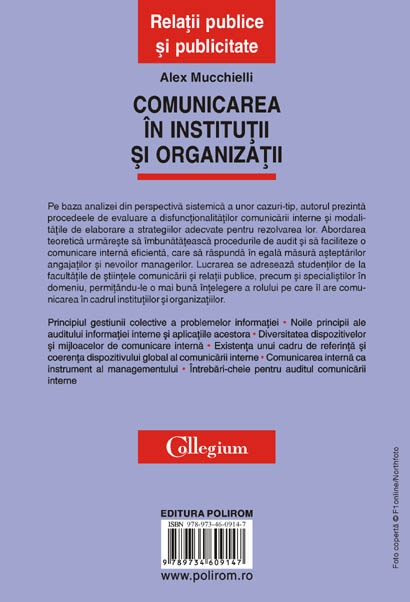 Coperta cărții 'Comunicarea in institutii si organizatii - Alex Mucchielli'