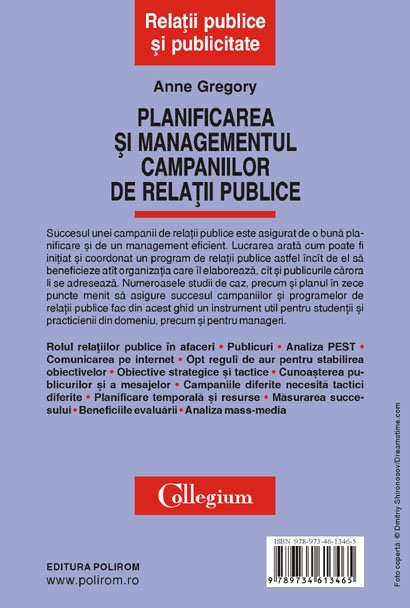 Coperta cărții 'Planificarea si managementul campaniilor de relatii publice - Anne Gregory'