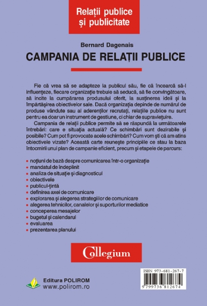 Coperta cărții 'Campania de relatii publice - Bernard Dagenais'