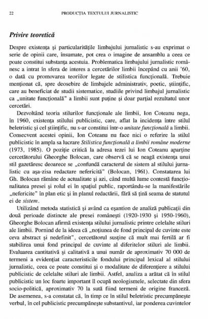 Coperta cărții 'Productia textului jurnalistic - Luminita Rosca'