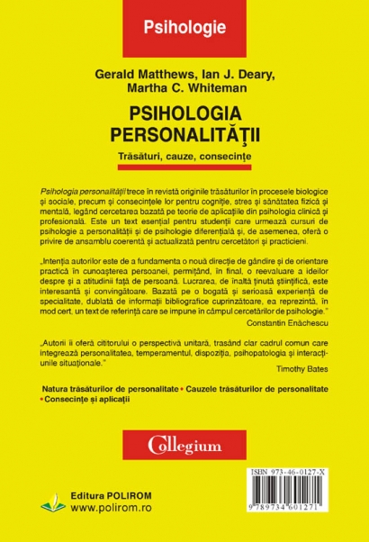 Coperta cărții 'Psihologia personalitatii - Gerald Matthews, Ian J. Deary, Martha C. Whiteman'