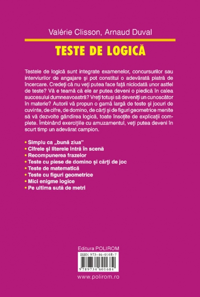 Coperta cărții 'Teste de logica - Valerie Clisson, Arnaud Duval'