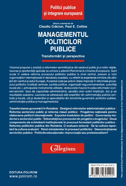Coperta cărții 'Managementul politicilor publice - Claudiu Craciun, Paul E. Collins'