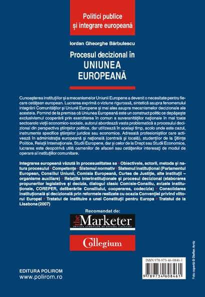 Coperta cărții 'Procesul decizional in Uniunea Europene - Iordan Gheorghe Barbulescu'
