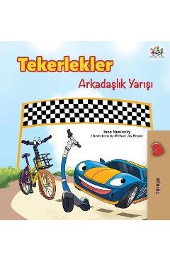 Coperta cărții 'The Wheels -The Friendship Race (Turkish Edition) - Kidkiddos Books'