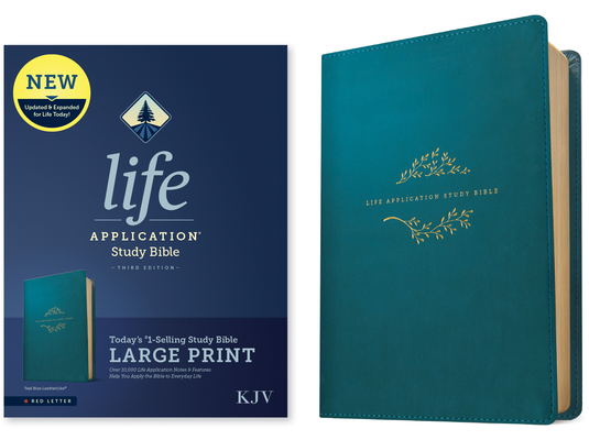 KJV Life Application Study Bible, Third Edition, Large Print (Red Letter, Leatherlike, Teal Blue) - Tyndale