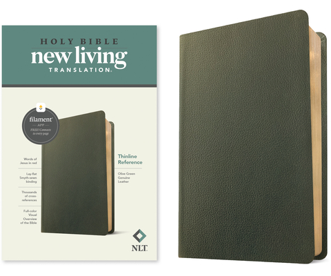 NLT Thinline Reference Bible, Filament-Enabled Edition (Red Letter, Genuine Leather, Olive Green) - Tyndale