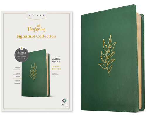 NLT Large Print Thinline Reference Bible, Filament-Enabled Edition (Red Letter, Leatherlike, Evergreen): Dayspring Signature Collection - Tyndale