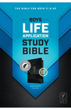 Coperta cărții 'NLT Boys Life Application Study Bible, Tutone (Leatherlike, Neon/Black, Indexed) - Tyndale'