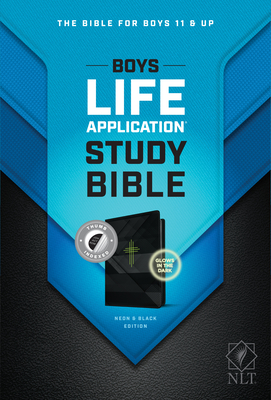 NLT Boys Life Application Study Bible, Tutone (Leatherlike, Neon/Black, Indexed) - Tyndale
