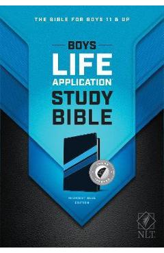 Coperta cărții 'NLT Boys Life Application Study Bible, Tutone (Leatherlike, Midnight Blue, Indexed) - Tyndale'
