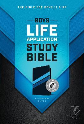 Coperta cărții 'NLT Boys Life Application Study Bible, Tutone (Leatherlike, Midnight Blue, Indexed) - Tyndale'