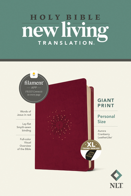 NLT Personal Size Giant Print Bible, Filament-Enabled Edition (Red Letter, Leatherlike, Aurora Cranberry, Indexed) - Tyndale