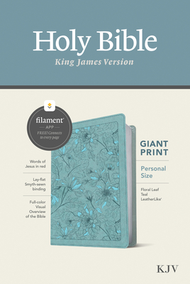 KJV Personal Size Giant Print Bible, Filament-Enabled Edition (Red Letter, Leatherlike, Floral Leaf Teal) - Tyndale