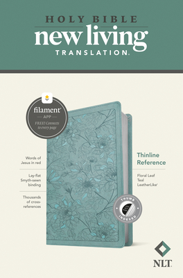 NLT Thinline Reference Bible, Filament-Enabled Edition (Red Letter, Leatherlike, Floral Leaf Teal, Indexed) - Tyndale