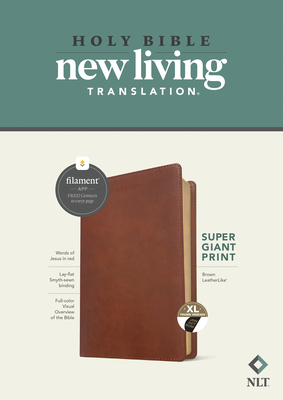 NLT Super Giant Print Bible, Filament-Enabled Edition (Red Letter, Leatherlike, Brown, Indexed) - Tyndale