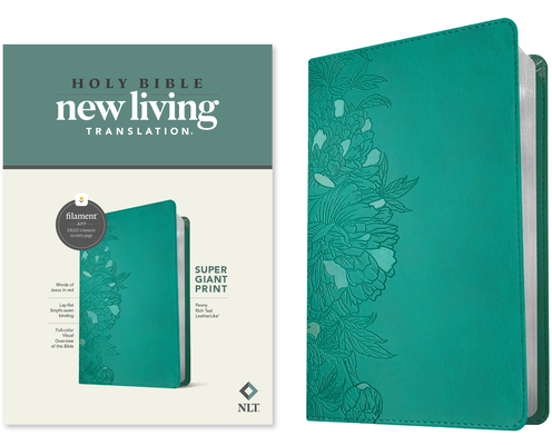 NLT Super Giant Print Bible, Filament-Enabled Edition (Red Letter, Leatherlike, Peony Rich Teal) - Tyndale