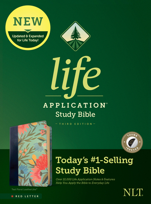 NLT Life Application Study Bible, Third Edition (Red Letter, Leatherlike, Teal Floral, Indexed) - Tyndale