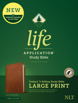 NLT Life Application Study Bible, Third Edition, Large Print (Red Letter, Genuine Leather, Brown, Indexed) - Tyndale