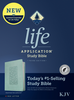 KJV Life Application Study Bible, Third Edition (Red Letter, Leatherlike, Floral Frame Teal, Indexed) - Tyndale