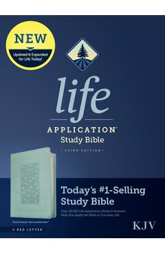 Poza produsului KJV Life Application Study Bible, Third Edition (Red Letter, Leatherlike, Floral Frame Teal) - Tyndale