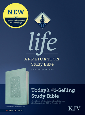 KJV Life Application Study Bible, Third Edition (Red Letter, Leatherlike, Floral Frame Teal) - Tyndale