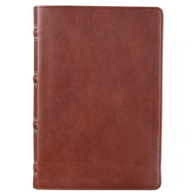 KJV Giant Print Full-Size Bible Brown Full Grain Leather - 