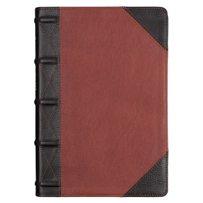 KJV Giant Print Full-Size Bible Two-Tone Brandy/Brown Full Grain Leather - 