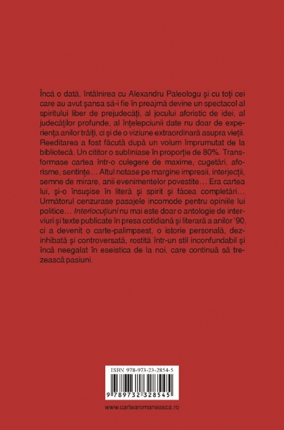 Coperta cărții 'Interlocutiuni - Alexandru Paleologu'