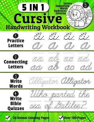 Cursive Handwriting Workbook: 5-in-1 Cursive Handwriting Practice Books Beginning to Master For Kids: Tracing Letters, Connecting Cursive Letters, W - Denis Jean
