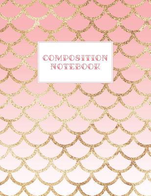 Composition Notebook: Wide-Ruled Coral Mermaid Style Fish Scale Design - Happy Print Press