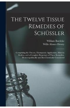 Coperta cărții 'The Twelve Tissue Remedies of Schüssler: Comprising the Theory, Therapeutic Application, Materia Medica, and a Complete'