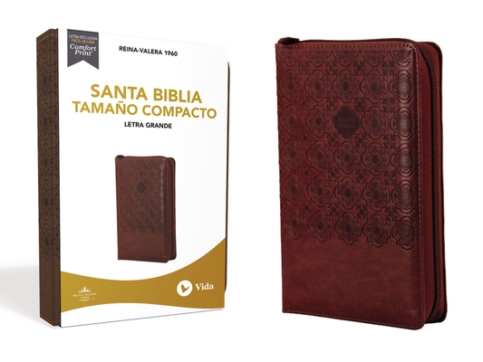 Rvr60 Santa Biblia, Letra Grande, Tamaño Compacto, Leathersoft, Café, Edición Letra Roja, Con Cierre - Rvr 1960- Reina Valera 1960