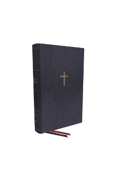 Coperta cărții 'Nkjv, Single-Column Wide-Margin Reference Bible, Cloth Over Board, Blue, Red Letter, Comfort Print: Holy Bible, New'