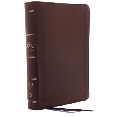 The Kjv, Open Bible, Genuine Leather, Brown, Red Letter Edition, Comfort Print: Complete Reference System - Thomas Nelson