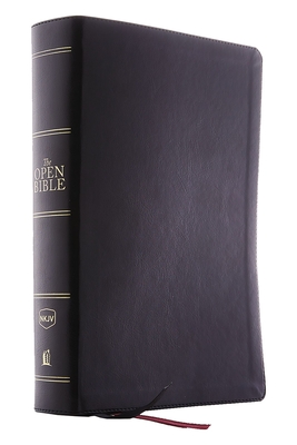 The NKJV, Open Bible, Imitation Leather, Black, Indexed, Red Letter Edition, Comfort Print: Complete Reference System - Thomas Nelson