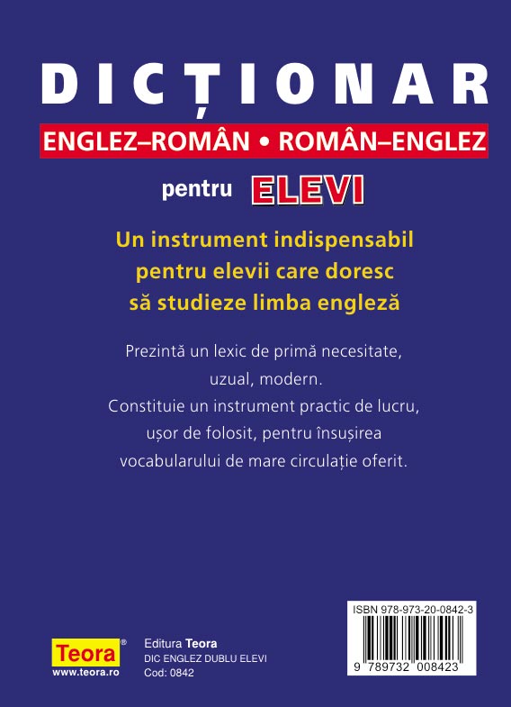 Coperta cărții 'Dictionar englez-roman, roman-englez pentru elevi - Andrei Bantas'