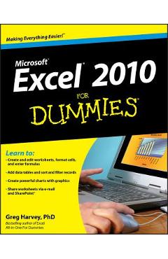 Coperta cărții 'Excel 2010 For Dummies - Greg Harvey'