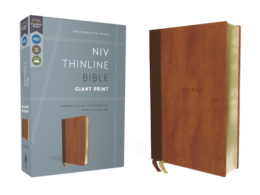 Niv, Thinline Bible, Giant Print, Leathersoft, Brown, Red Letter, Comfort Print - Zondervan