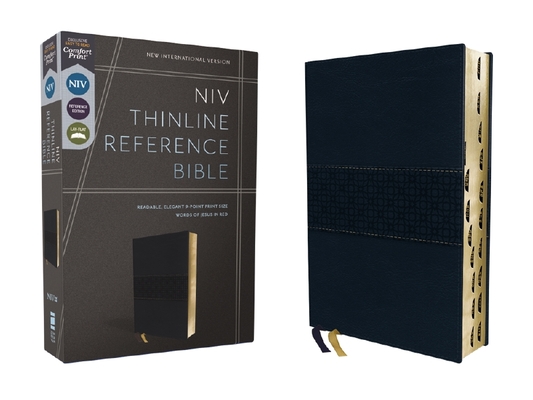 Niv, Thinline Reference Bible, Leathersoft, Navy, Red Letter, Thumb Indexed, Comfort Print - Zondervan